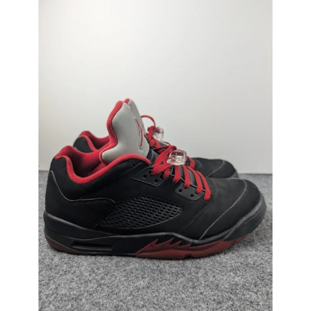 Air Jordan 5 Retro Low Alternate 90 Men's 12 819171-001 Black Gym Red Sneakers